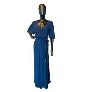 Wtoo Navy Chiffon Flutter Sleeve Bridesmaid